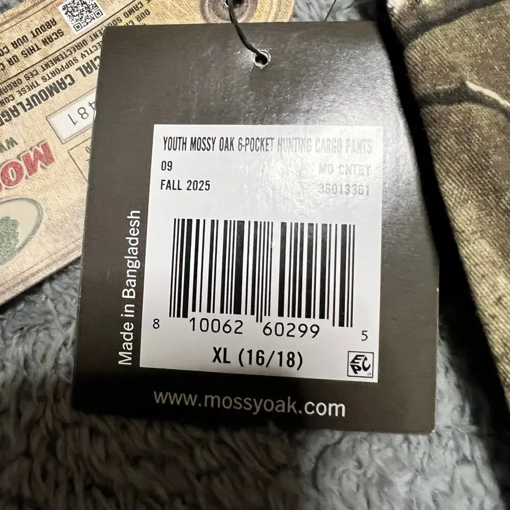 Mossy Oak Pants Kids Boys Youth XL 16-17 Camouflage Cargo